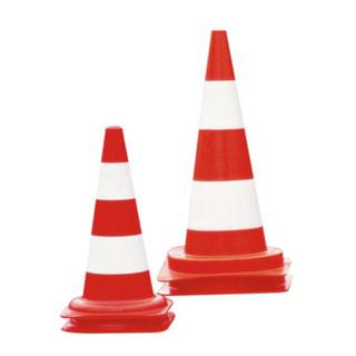 Tagesleuchtende Kegel, für den Einsatz im betrieblichen und nicht-öffentlichen Bereich, rot mit 2 we  ißen Ringen, Höhe 750 mm, Abnahme 1-9 Stück