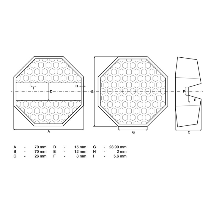 Tampon en caoutchouc BGS pour cric 70 x 70 x 26 mm