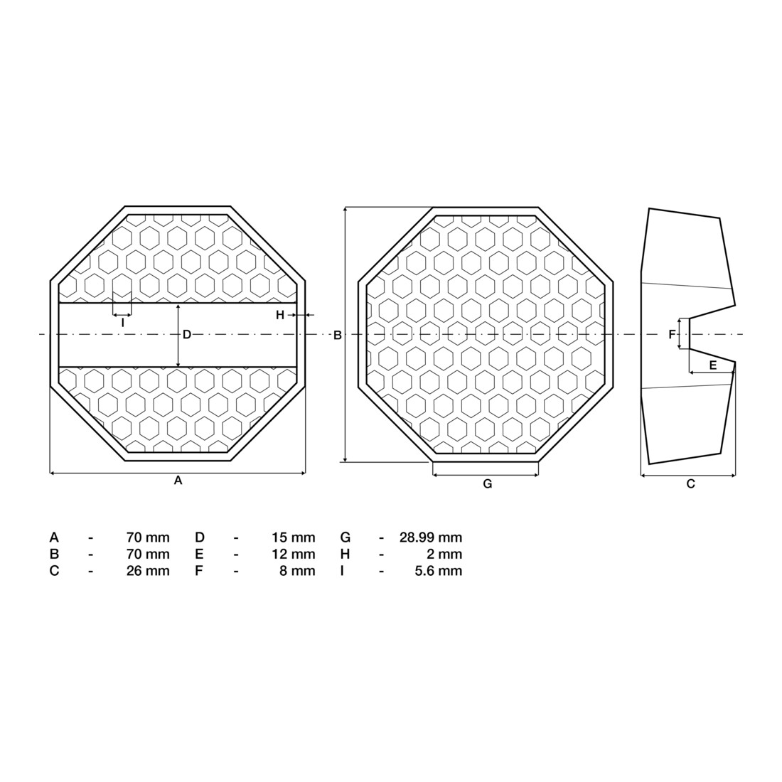 Tampon en caoutchouc BGS pour cric 70 x 70 x 26 mm