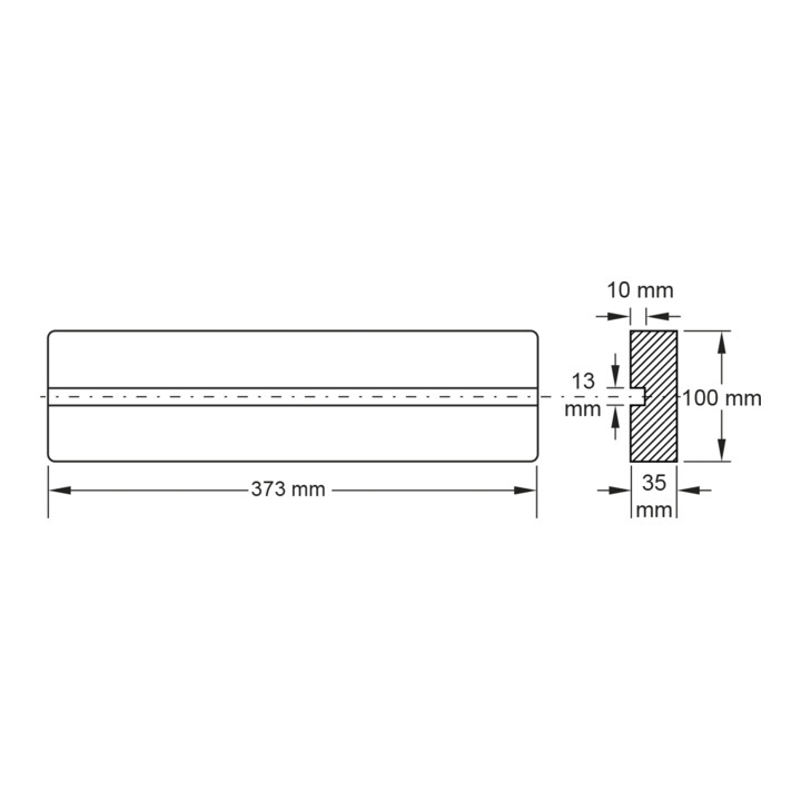 Tapis en caoutchouc 09 avec rainure pour ponts élévateurs KS Tools 373 x 100 x 35 mm