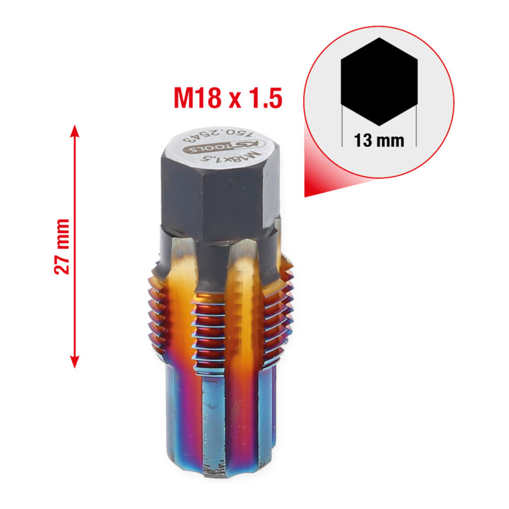 Taraud avec boulon de guidage pour sondes lambda KS Tools M18x1,5