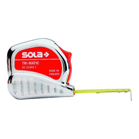 Taschenrollbandmaß L.8m Band-B.25mm gelb m.Stopptaste Genauigk.I Tri-Matic