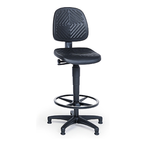 Taurosit Arbeitsstuhl mit Fußgleitern Höhe 590 - 840 mm Schwarz