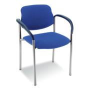 Taurosit Besucherstuhl Styl mit Armlehnen Gestell verchromt Bezug blau-1