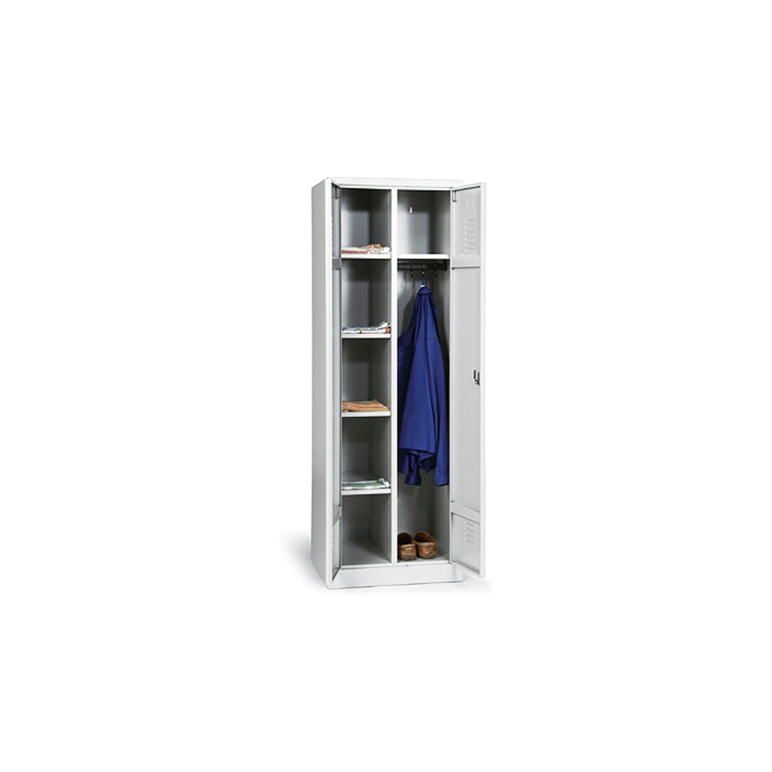 Taurotrade Kleider-Wäsche-Schrank Serie ECO auf Sockel mit 4 Fächern Lichtgrau