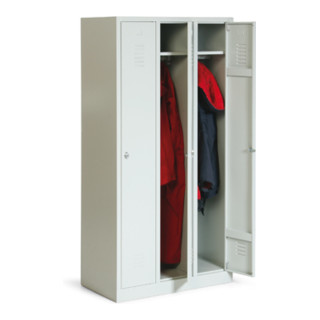Taurotrade Kleiderschrank Serie ECO auf Sockel 3 Abteile Lichtgrau