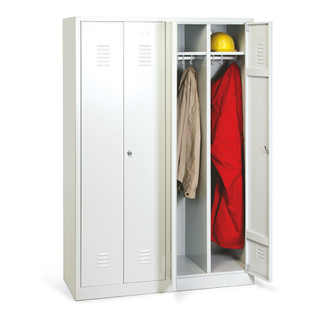 Taurotrade Kleiderschrank Serie ECO auf Sockel mit 2 Doppelabteilen Lichtgrau