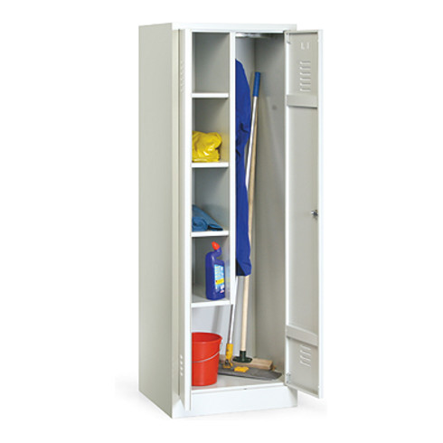 Taurotrade Putzmittelschrank Serie ECO auf Sockel mit 4 Fächern Lichtgrau