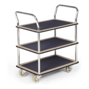 Taurotrade Stahlblech-Etagenwagen 120kg 3 Ladeflächen und 2 Schiebebügeln grau-1