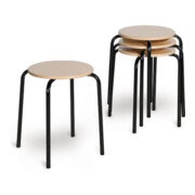 Taurotrade Stahlrohrhocker Serie ECO stapelbar Sitzfläche Buchenschichtholz-1