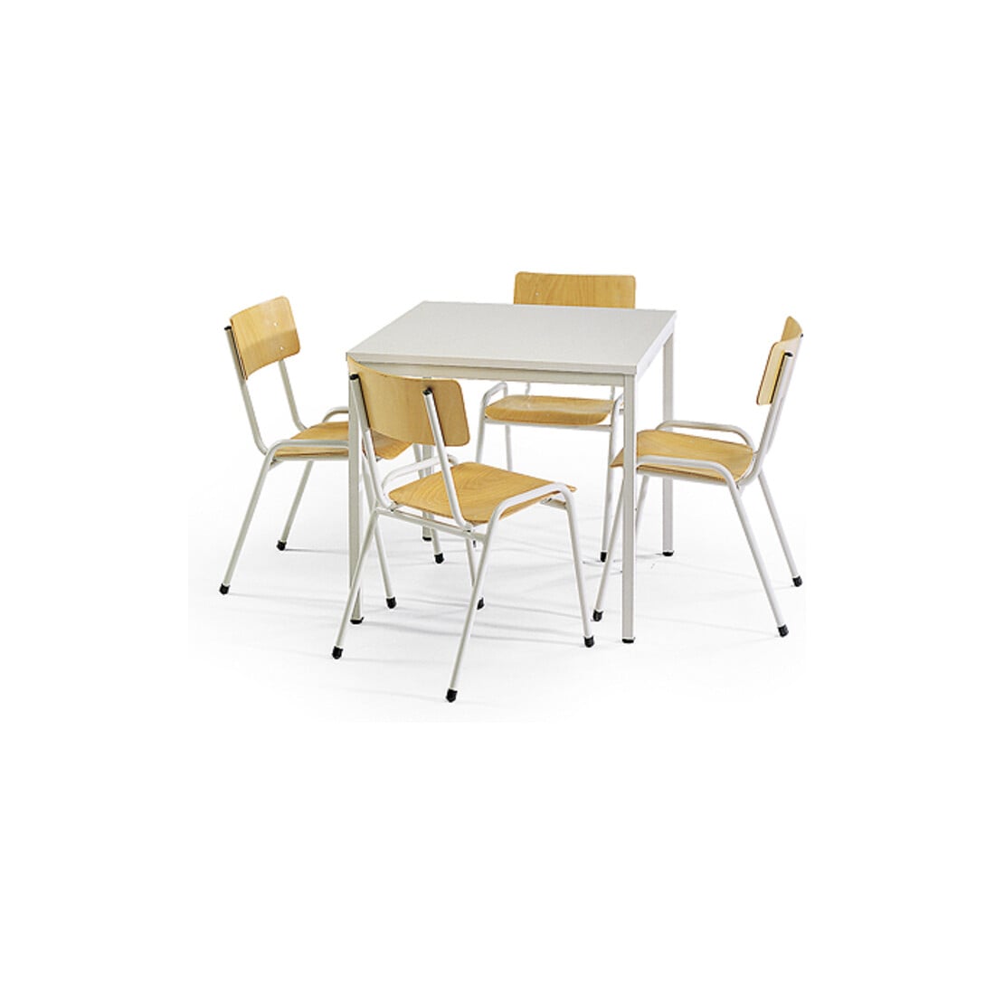 Taurotrade Tisch-Stuhl-Kombination ECO Tisch 800 x 800mm + 4 x Stapelstuhl ECO
