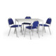 Taurotrade Tisch-Stuhl-Kombination mit Stuhlgestellen in Alusilber Sitzbezug blau Tischlänge 1200 mm-1