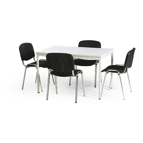 Taurotrade Tisch-Stuhl-Kombination Tisch 1200x800mm + 4xKonferenzstuhl verchromt