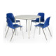 Taurotrade Tisch-Stuhl-Kombination Tisch ø1000mm + 4 x Stapelstuhl Blau-1