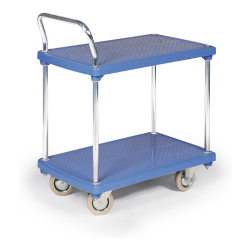 Taurotrade Tischwagen 200kg L 810 x B 500 x H 890 mm 2 Kunstst.-Ladeflächen Blau