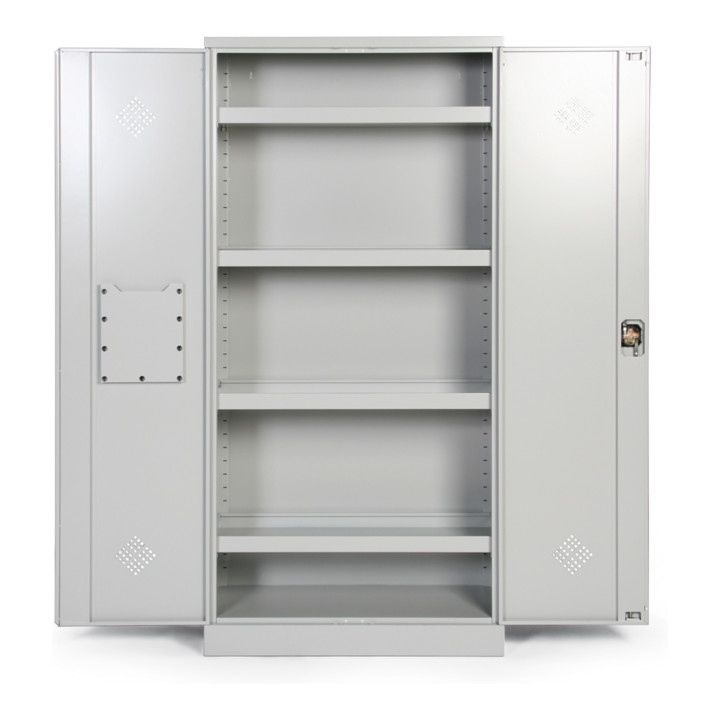 Taurotrade Umweltschrank zweitürig 1950x920 mm mit4 Wannenböden 50 mm hoch Tür RAL7035
