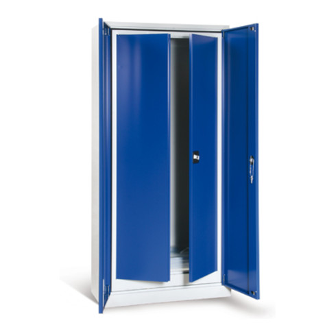 Taurotrade Werkzeug-Flügeltürschrank-Set ECO Böden verzinkt Lichtgrau/Blau