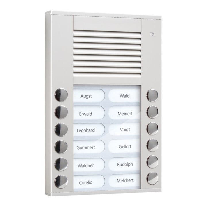 TCS Tür Control Audioaußenstation 2-reihig 12 Tasten AP silber PES12-EN/04