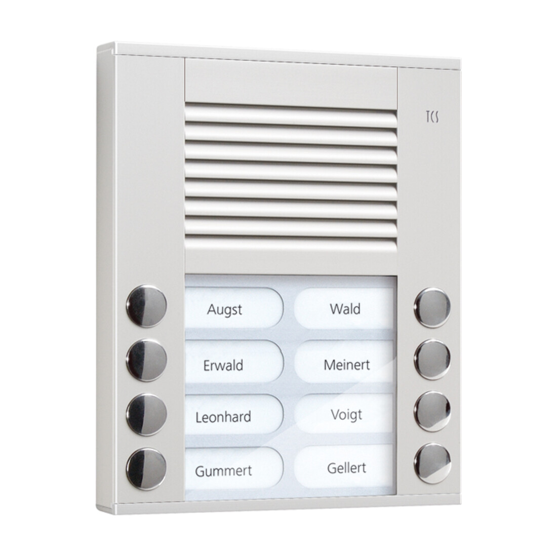 TCS Tür Control Audioaußenstation 2-reihig 8 Tasten AP silber PES08-EN/04