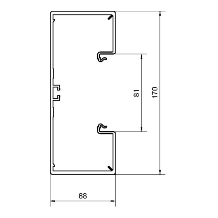 Tehalit Brüstungskanal-Unterteil PVC65x170mm/80mm lgr BR6517017035