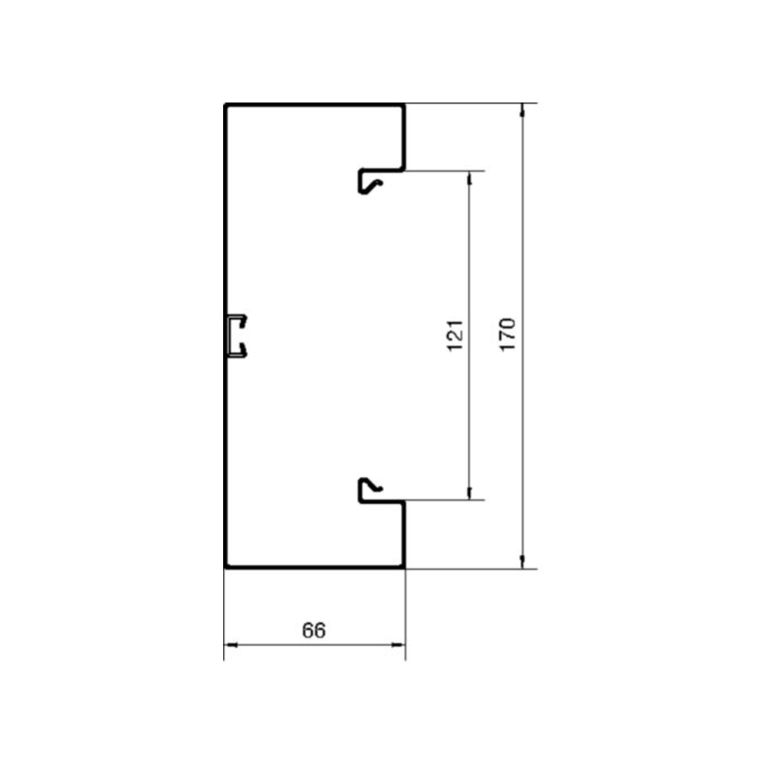 Tehalit Partie inférieure de goulotte de parapet 68x170mm acier BRS651701B vws