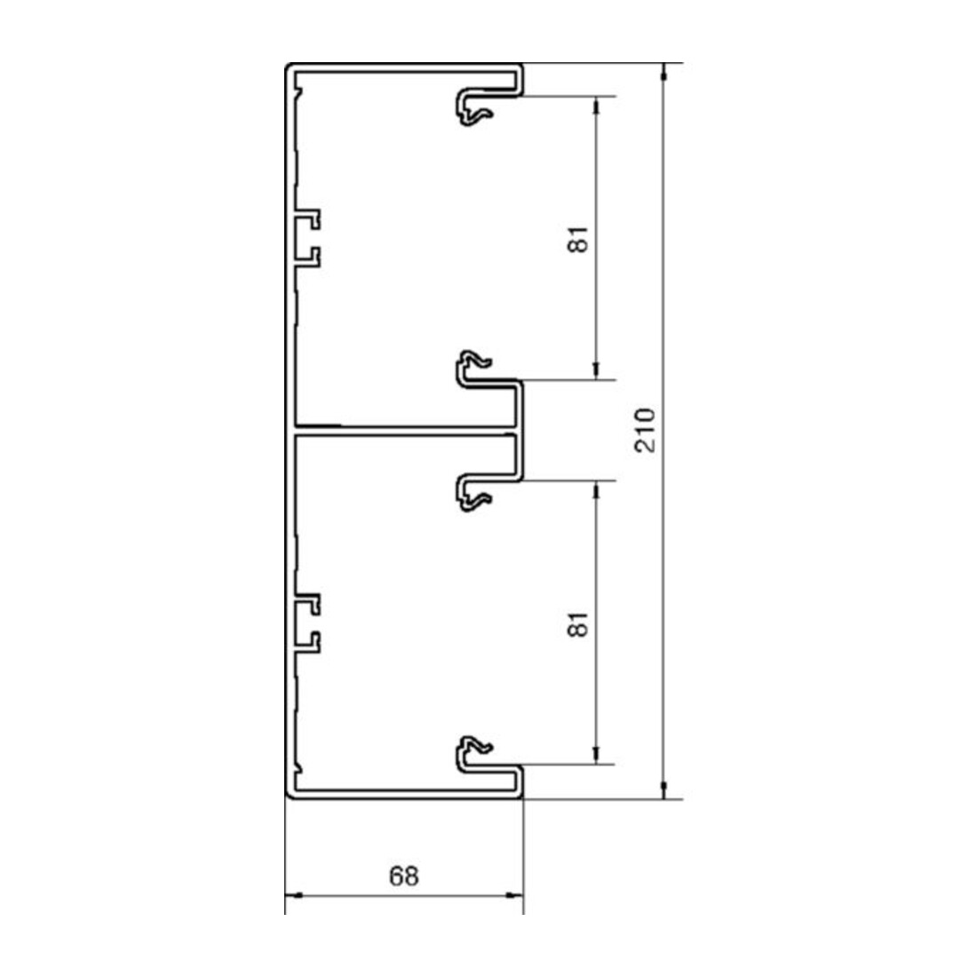 Tehalit Partie inférieure de goulotte de parapet pour BR 68×210mm vw BR652101D9016