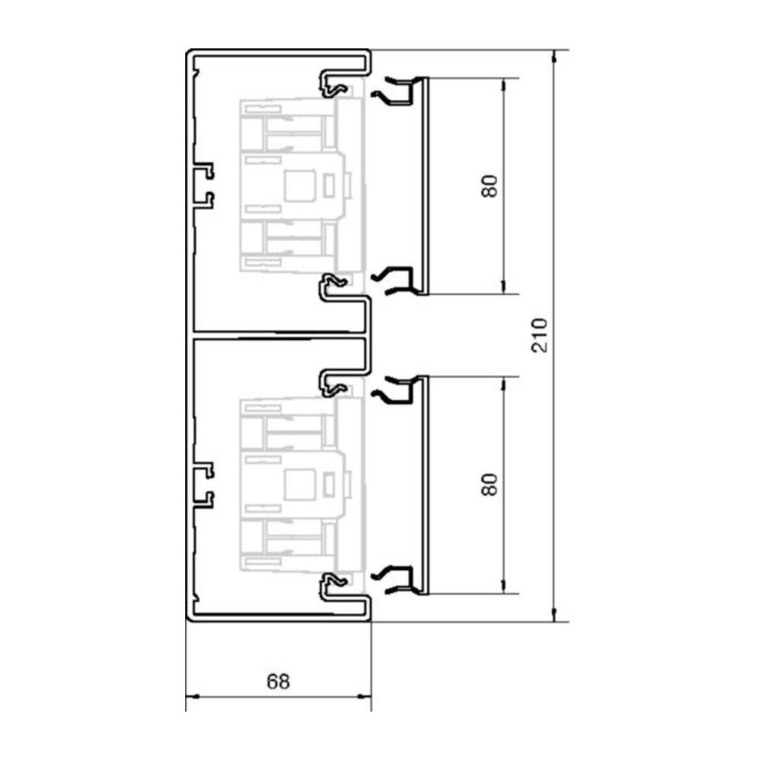 Tehalit Partie inférieure de goulotte de parapet pour BR 68×210mm vw BR652101D9016