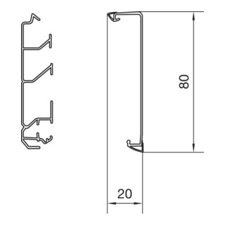 Tehalit Partie supérieure de goulotte plinthe pour SL 20x80mm vw SL20080219016