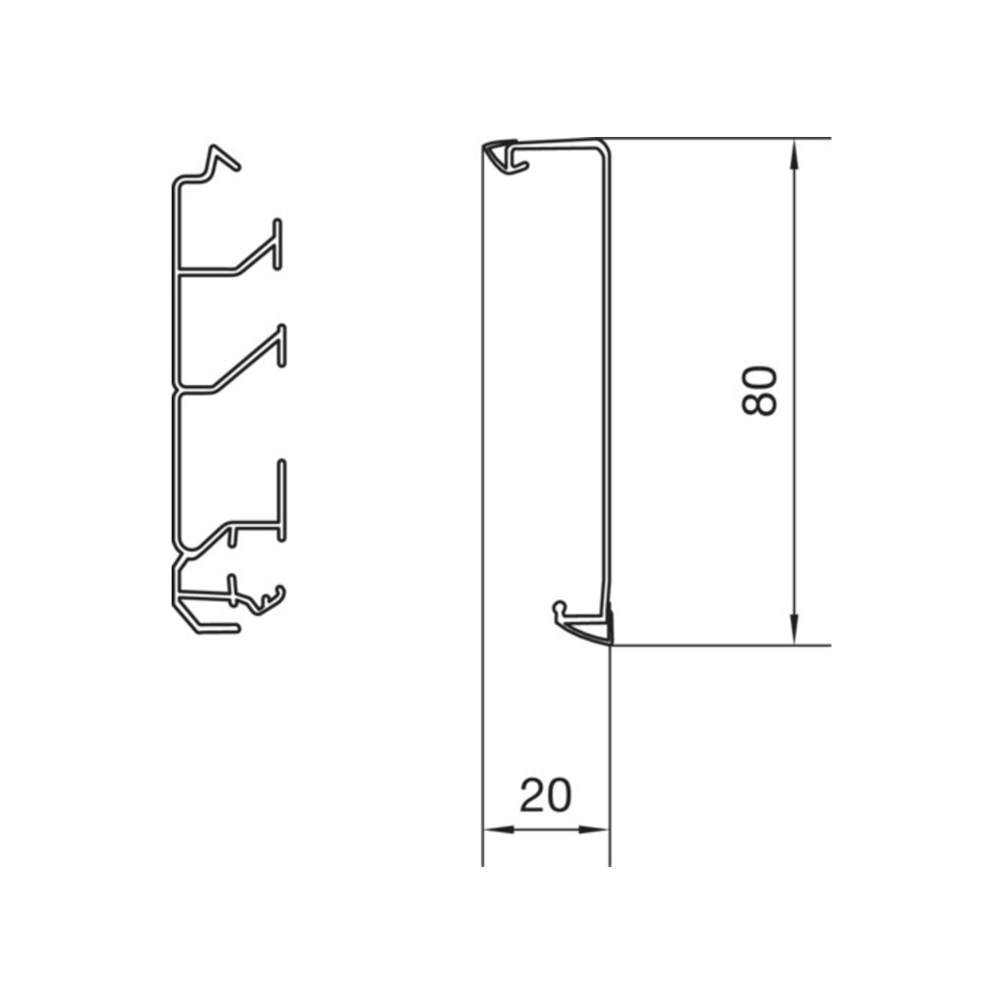 Tehalit Partie supérieure de goulotte plinthe pour SL 20x80mm vw SL20080219016