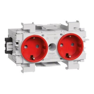 Tehalit Prise double rouge avec cadre frontal GS2001 vrt