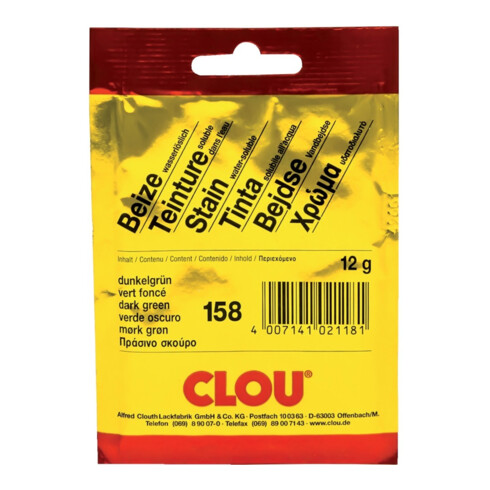 Teinture en poudre 158 vert foncé, soluble dans l'eau 12g Btl.CLOU