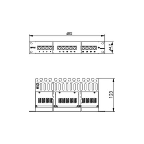 Telegärtner 19" ISDN-Panel 25-Port 1HE, RAL7035 MPPISDN 25-H kurz