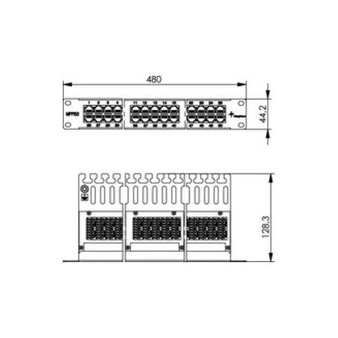 Telegärtner 19" ISDN-Panel 50-Port 1HE, RAL7035 MPPISDN 50-H kurz