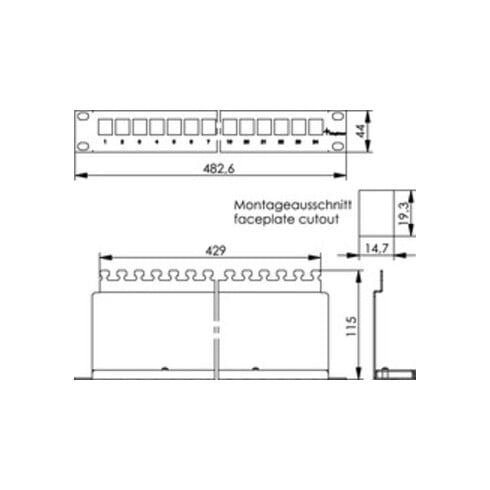 Telegärtner 19Z.AMJ-Modulträger 1HE 24P leer schwarz AMJ-Mod 24PP/ub sw