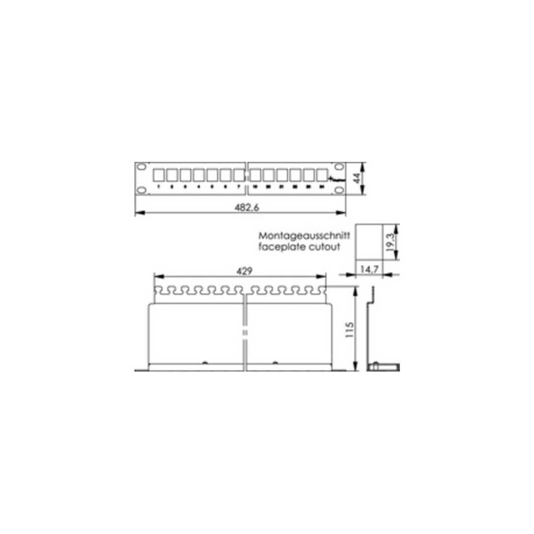 Telegärtner 19Z.AMJ-Modulträger 1HE 24P leer schwarz AMJ-Mod 24PP/ub sw