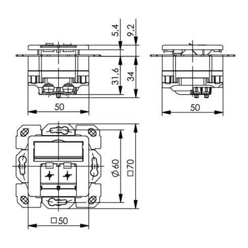Telegärtner AMJ45 8/8 Up/50 Cat.6A alpinweiss 100000007