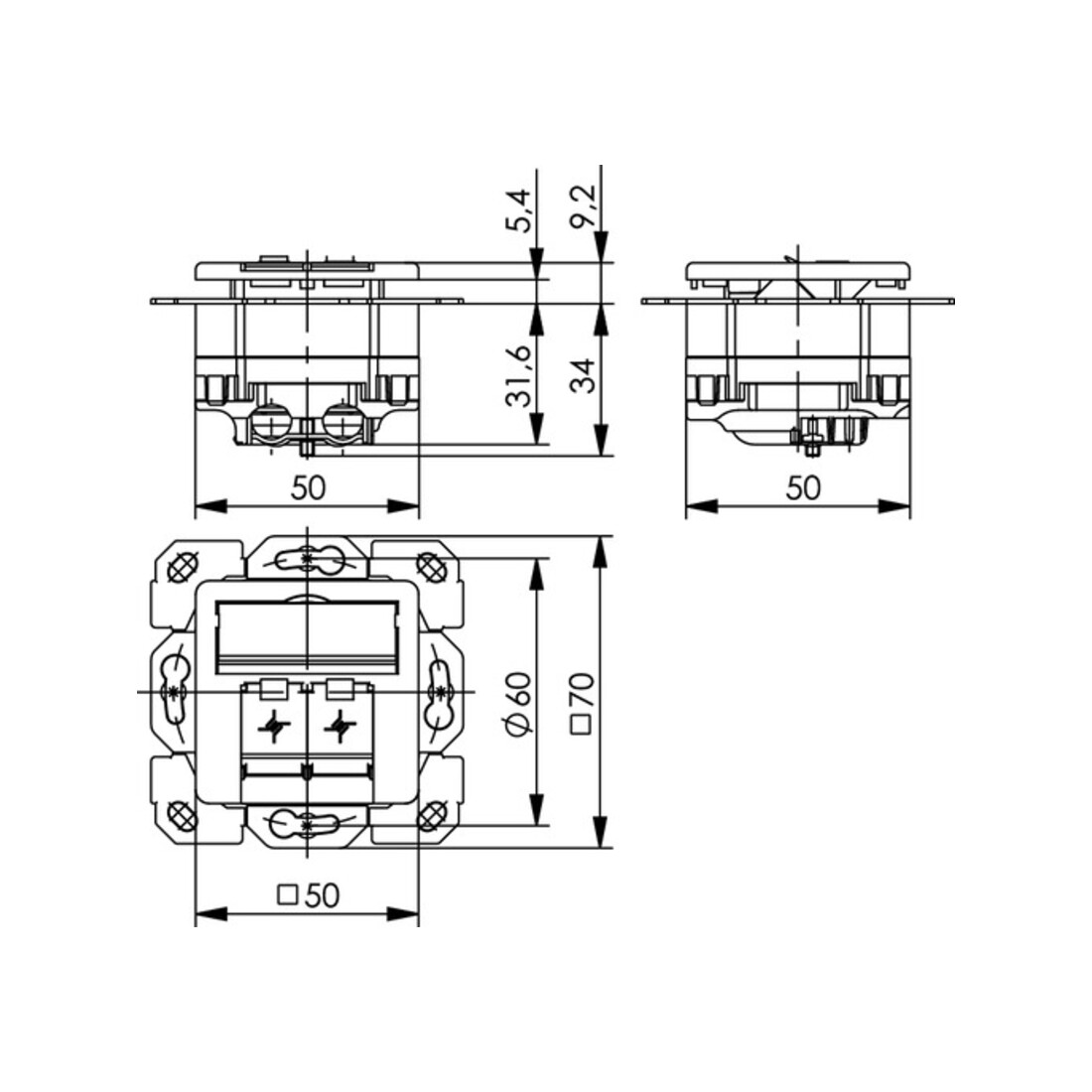 Telegärtner Anschlussdose aws AMJ45 8/8Cat5e/UP50 100022940