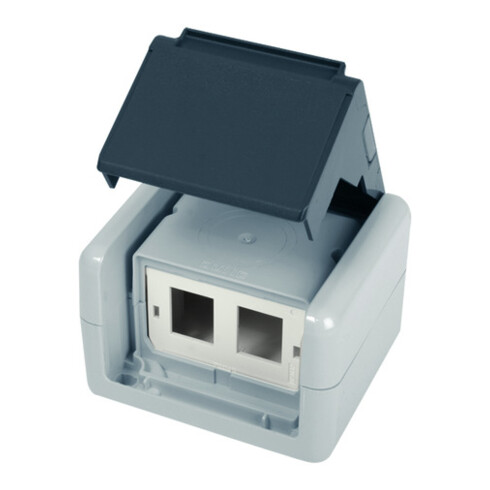 Telegärtner AP-Gehäu. IP44,75x86x58,gr für 2xAMJ-Modul 100021370