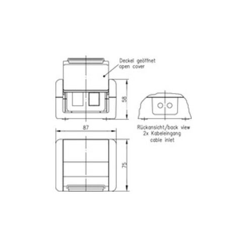 Telegärtner AP-Gehäu. IP44,75x86x58,gr für 2xAMJ-Modul 100021370