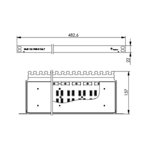 Telegärtner Kabelverbinder Multi 12x Cat.7, 19", RAL7035 12xVM8-8