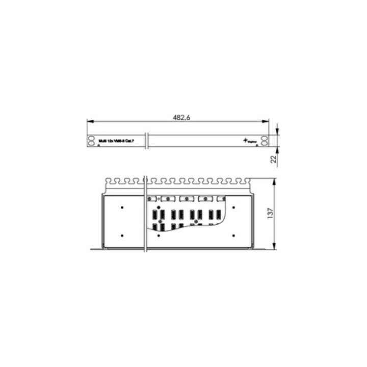 Telegärtner Kabelverbinder Multi 12x Cat.7, 19", RAL7035 12xVM8-8