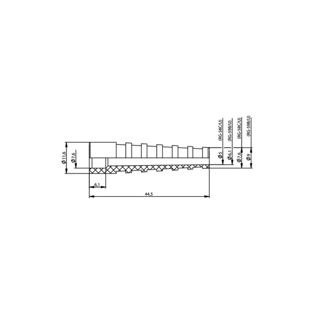 Telegärtner Knickschutztülle f.BNC-St.f.RG58, sw 100001193