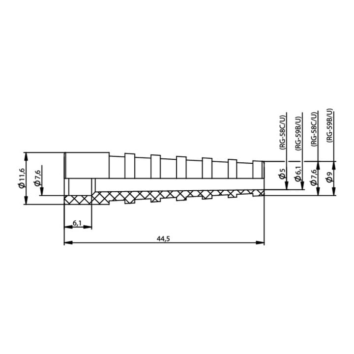 Telegärtner Knickschutztülle f.BNC-St.f.RG59, sw 100001194
