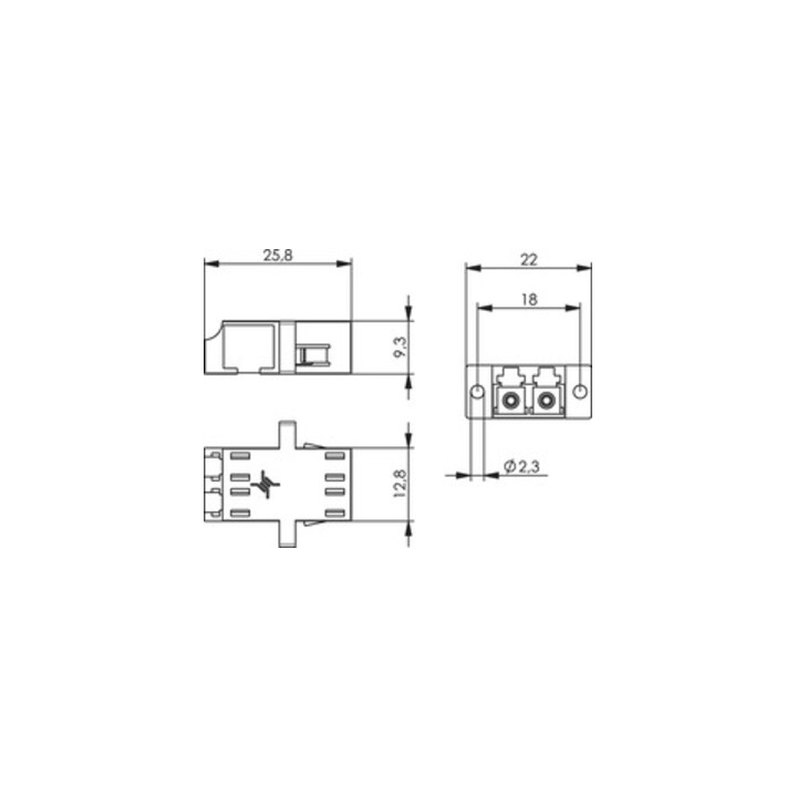 Telegärtner LC-Duplex Kupplung Flansch türkis Bronzehülse 100007158