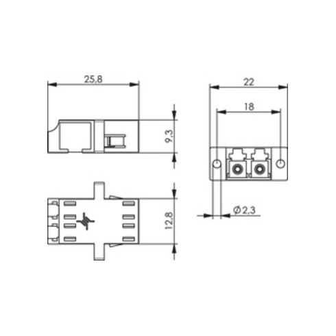 Telegärtner LC-Duplex Kupplung Flansch türkis Bronzehülse 100007158