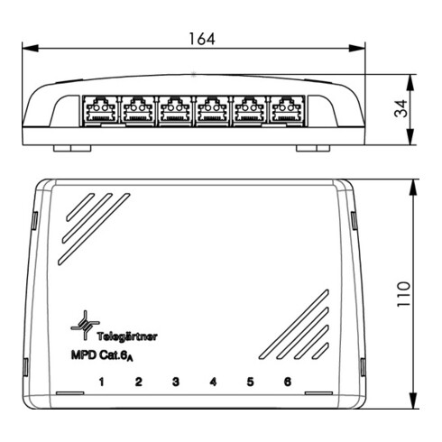 Telegärtner Mini-Verteiler Cat6A MPD6-HS K RAL7035 100006988