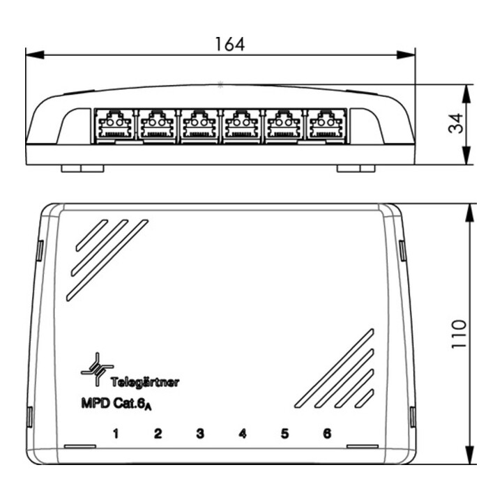Telegärtner Mini-Verteiler Cat6A MPD6-HS K RAL7035 100006988