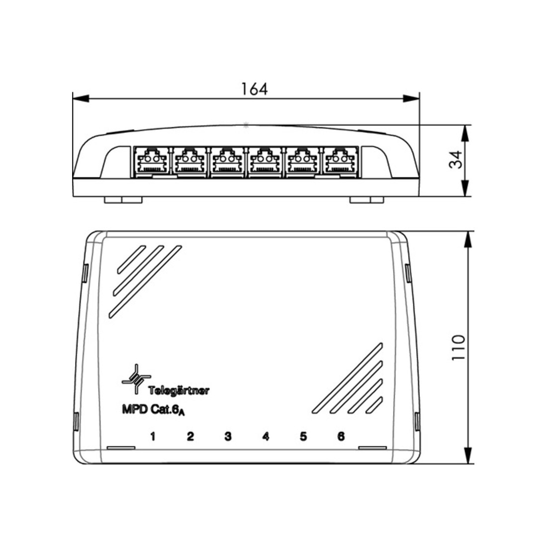Telegärtner Mini-Verteiler Cat6A MPD6-HS K RAL7035 100006988