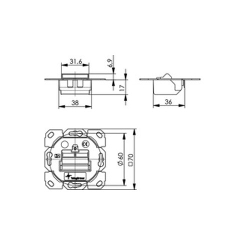 Telegärtner Modul-Aufn. 1-/2-fach UP/0 BR f.Schalterprogr. 100021426
