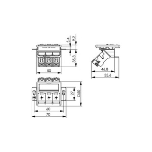 Telegärtner Modulaufn. AMJ-S 3fach T568A UP/50flexCat6A 100022966
